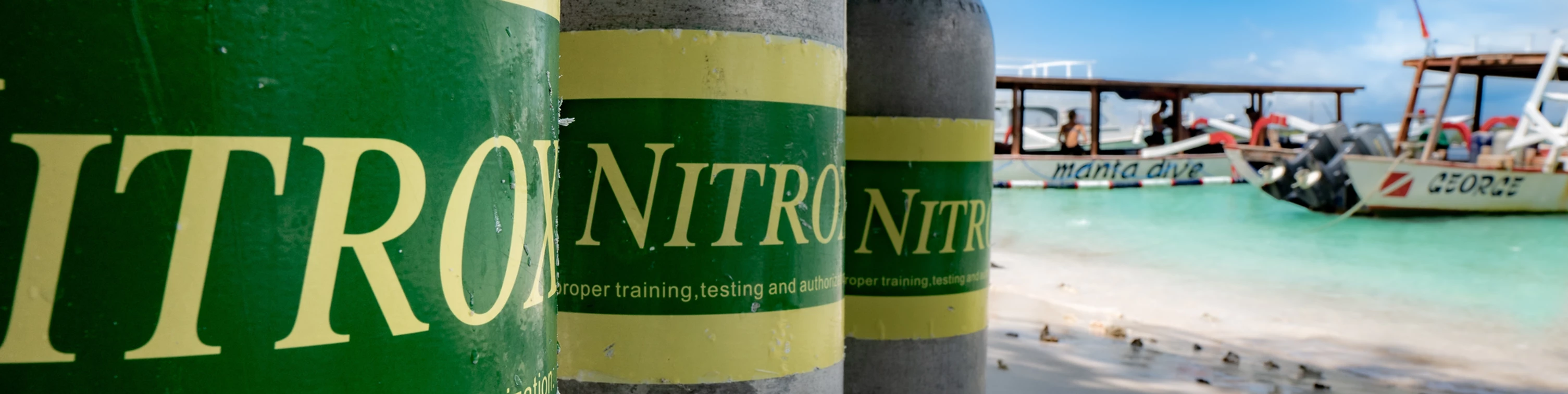 Diving cilinders with Nitrox labels