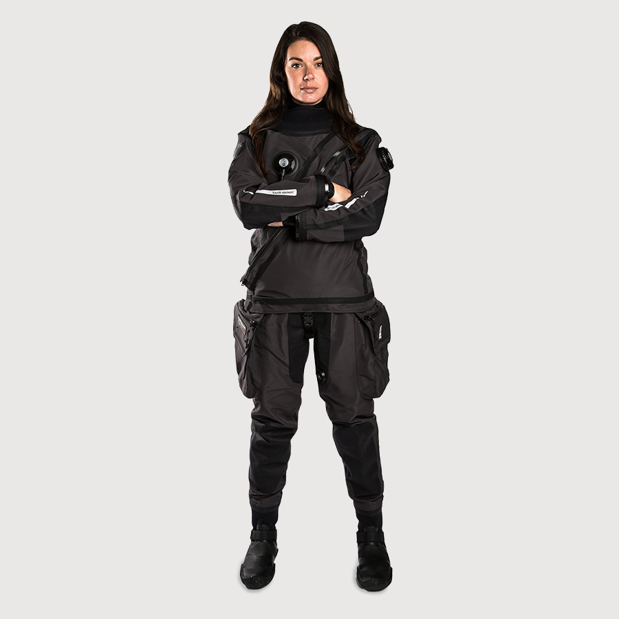 Woman wearing Fourth Element Argonaut Drysuit